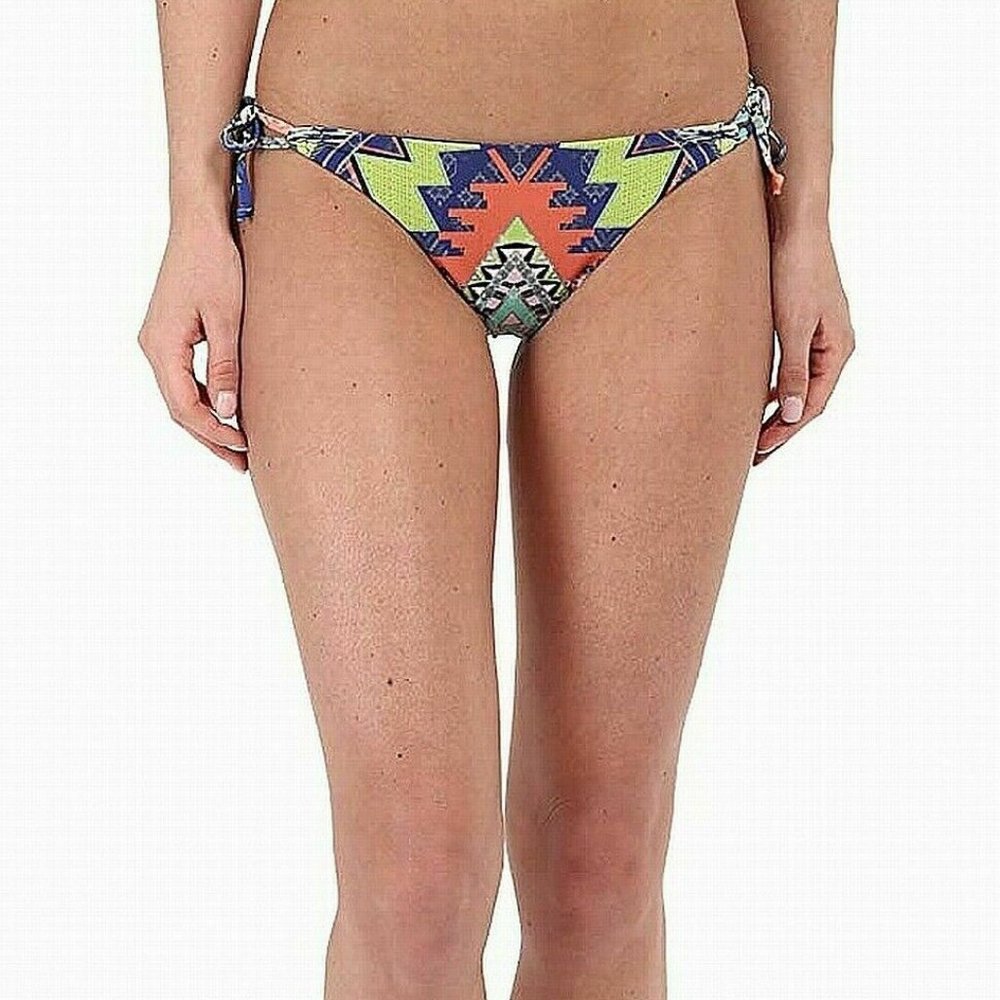 Vitamin A Womens Swimwear Blue Size Large L Tribal Bahia String Bottom $80